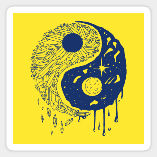 Navy Gold Yin Yang Crystals and The Night Sky Sticker